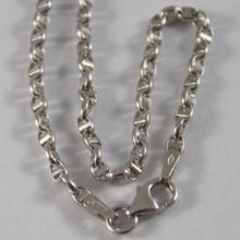 Load image into Gallery viewer, 18k white gold chain sailor&#39;s navy oval mariner anchor link 2.5 mm, 15.75&quot; necklace.
