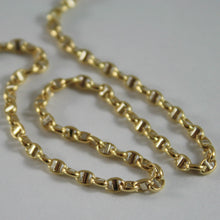 Load image into Gallery viewer, 18k yellow white gold chain sailor&#39;s navy oval mariner anchor link 2.5 mm, 15.75&quot; necklace.
