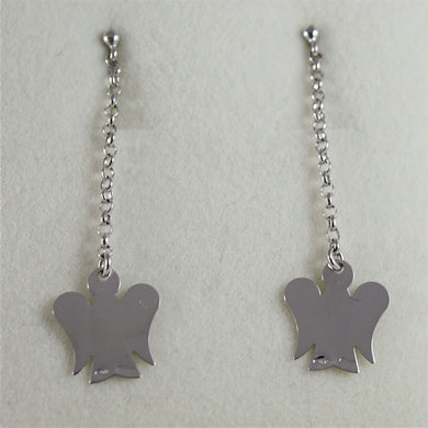 9KT WHITE GOLD EARRINGS ANGELS PENDANT MADE IN ITALY ROBERTO GIANNOTTI NKT 159B.