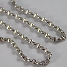 Load image into Gallery viewer, 18k white gold chain sailor&#39;s navy oval mariner anchor link 2.5 mm, 15.75&quot; necklace.
