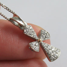 Load image into Gallery viewer, SOLID 18K WHITE GOLD NECKLACE WITH CROSS, DIAMONDS, DIAMOND MADE IN ITALY
