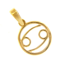 Load image into Gallery viewer, 18K YELLOW GOLD ZODIAC SIGN ROUND MINI 12mm PENDANT, ZODIACAL, CANCER, STYLIZED
